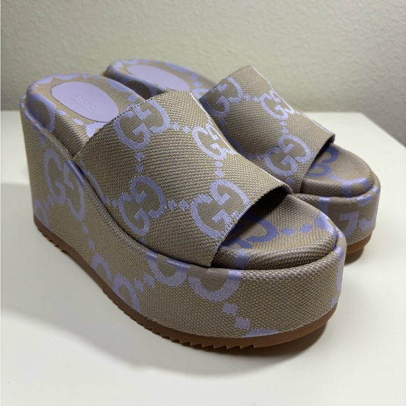 Gucci Jumbo GG Platform Mules Sandals Slide - Picture 1 of 9
